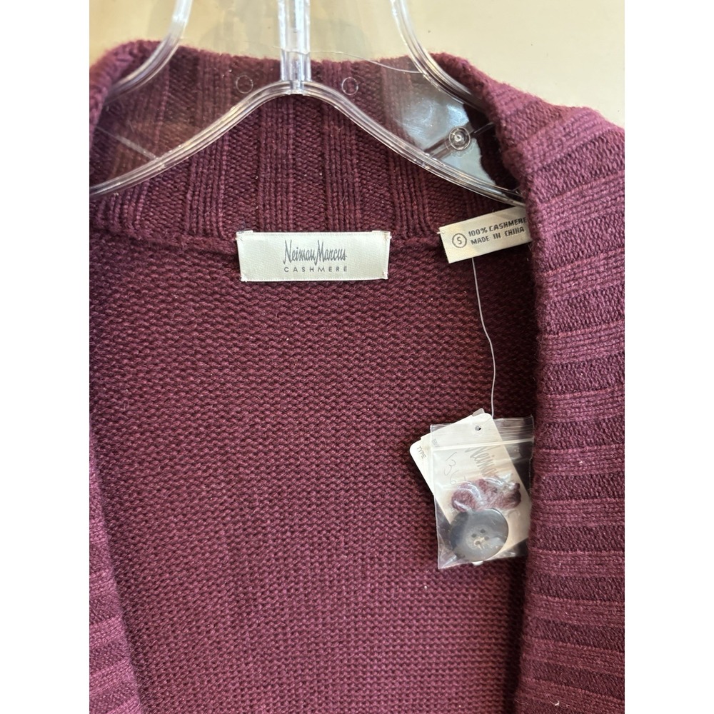 Neiman Marcus‎ Cashmere Full Length Purple Button Up Cardigan Duster Knit Small - Picture 2 of 10